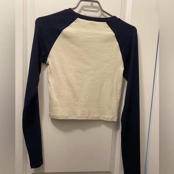 TNA Cream and Navy Long Sleeve Top - Picture 2 of 3